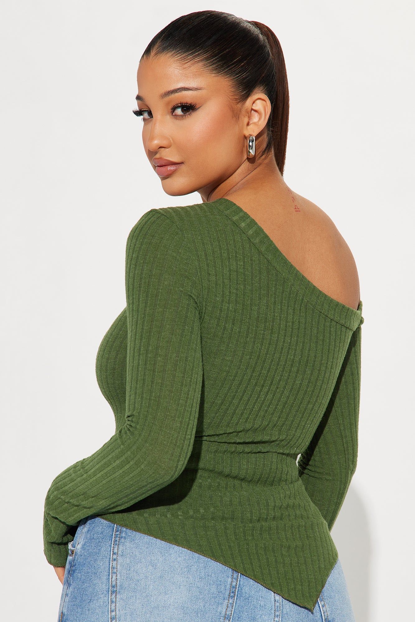 Too Good One Shoulder Top - Olive sold by Fashion Nova product image thumbnail 3