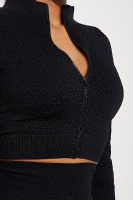 Good Form Textured Seamless Active Jacket - Black sold by Fashion Nova