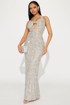 Key To My Heart Sequin Maxi Dress - Champagne sold by Fashion Nova