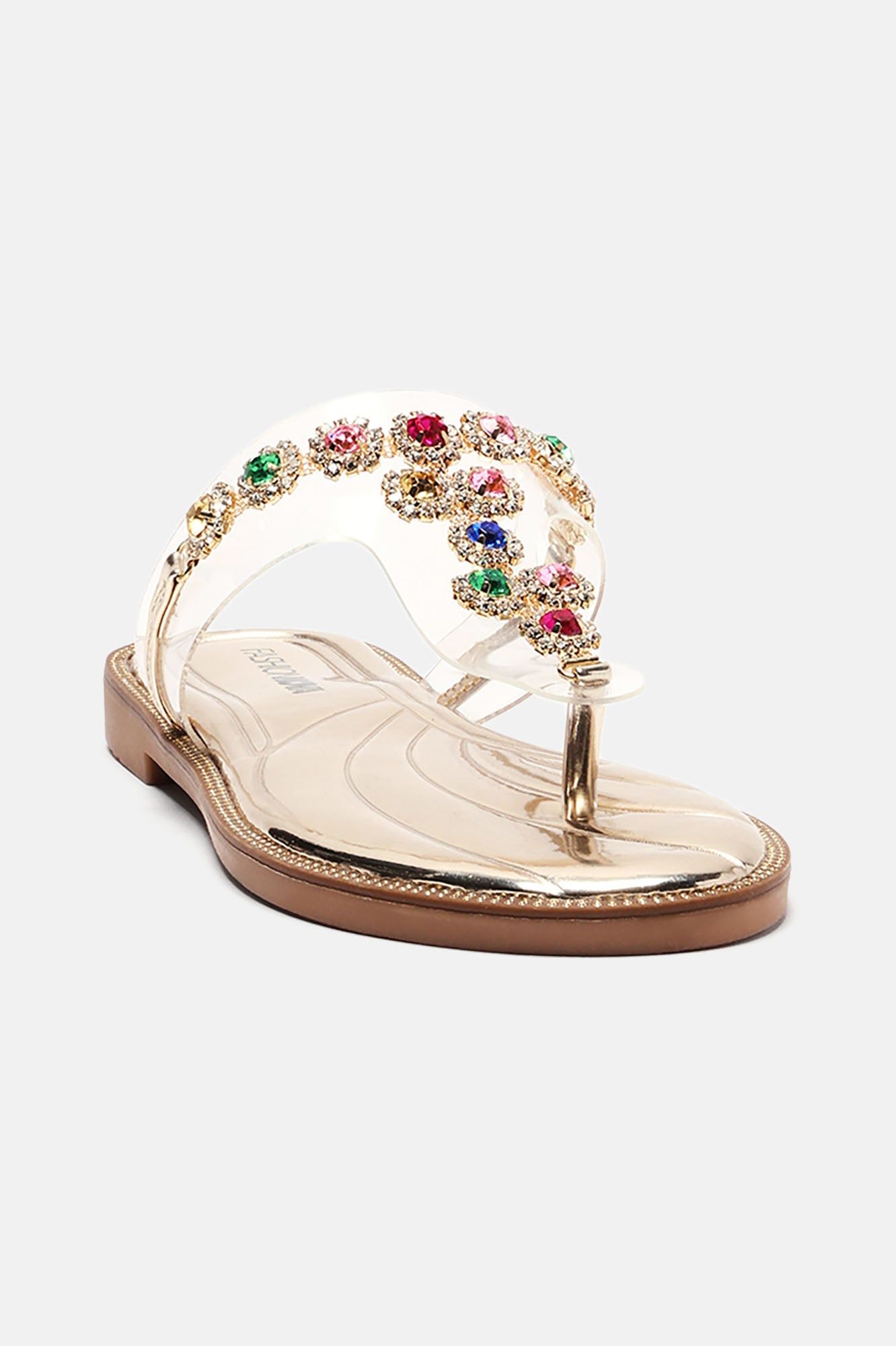 Friends Forever Embellished Flat Sandals - Gold sold by Fashion Nova product image thumbnail 3