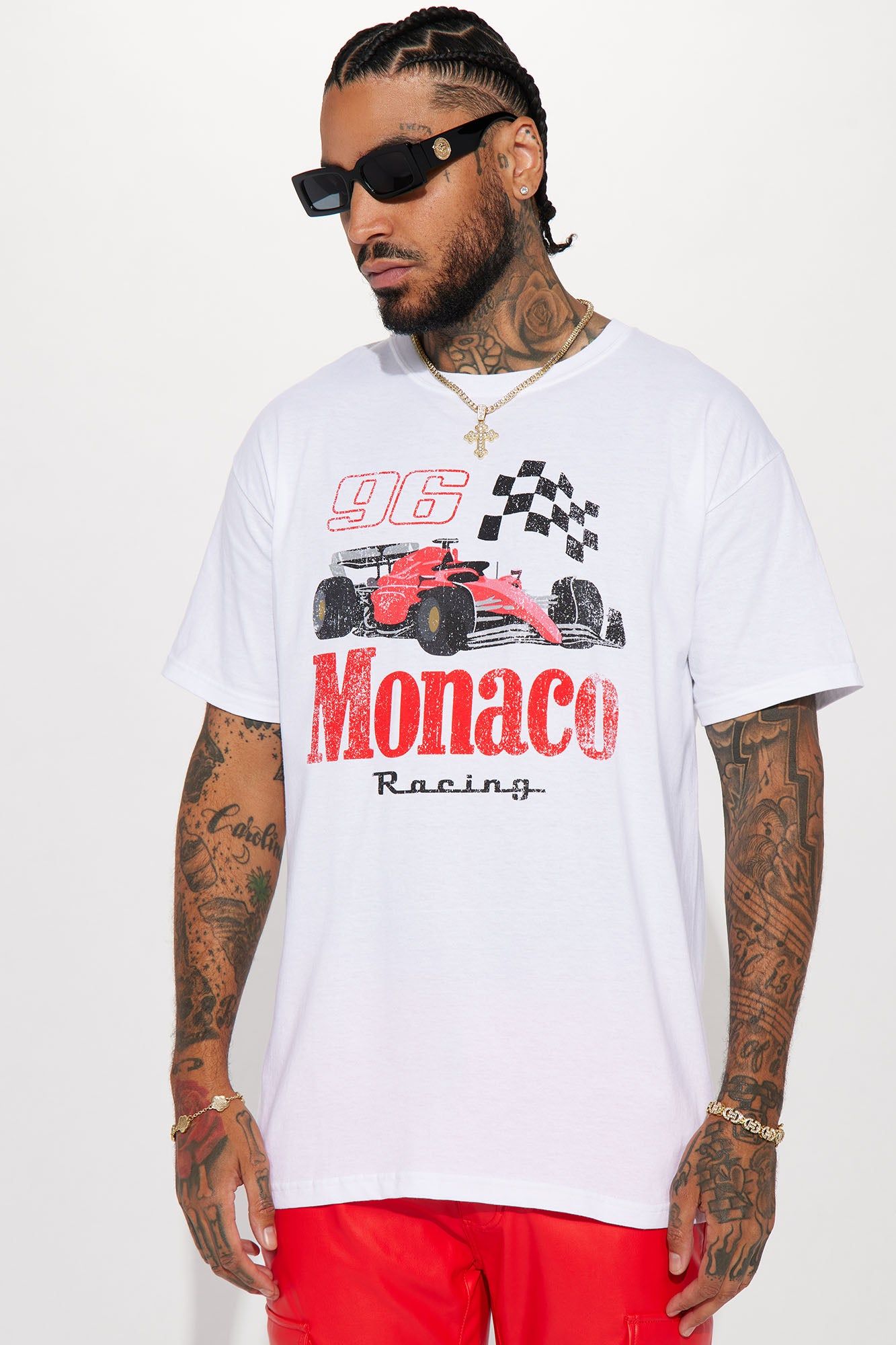 Monaco Racing Short Sleeve Tee - White sold by Fashion Nova
