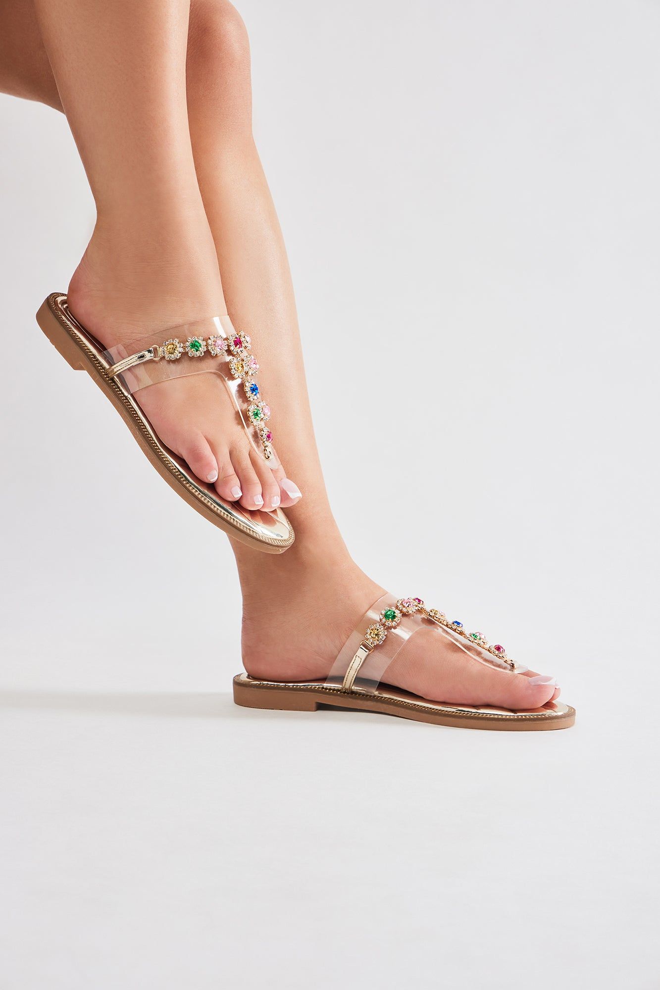 Friends Forever Embellished Flat Sandals - Gold sold by Fashion Nova product image thumbnail 5
