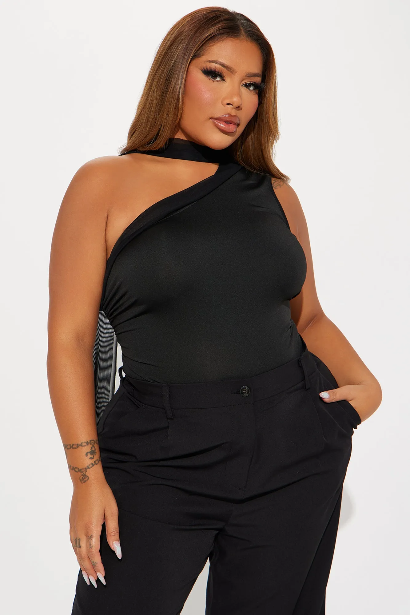 Kimmy Mesh One Shoulder Top - Black sold by Fashion Nova product image thumbnail 4