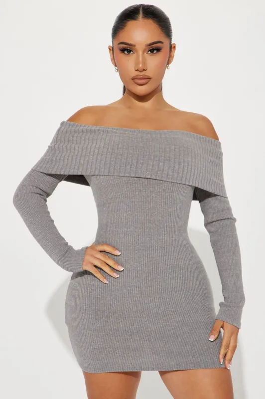 Ellie Sweater Mini Dress - Grey sold by Fashion Nova