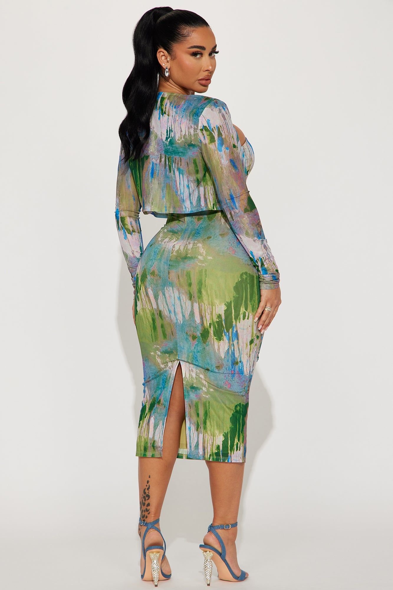 Ariella Mesh Midi Dress Set - Blue/combo sold by Fashion Nova product image thumbnail 3