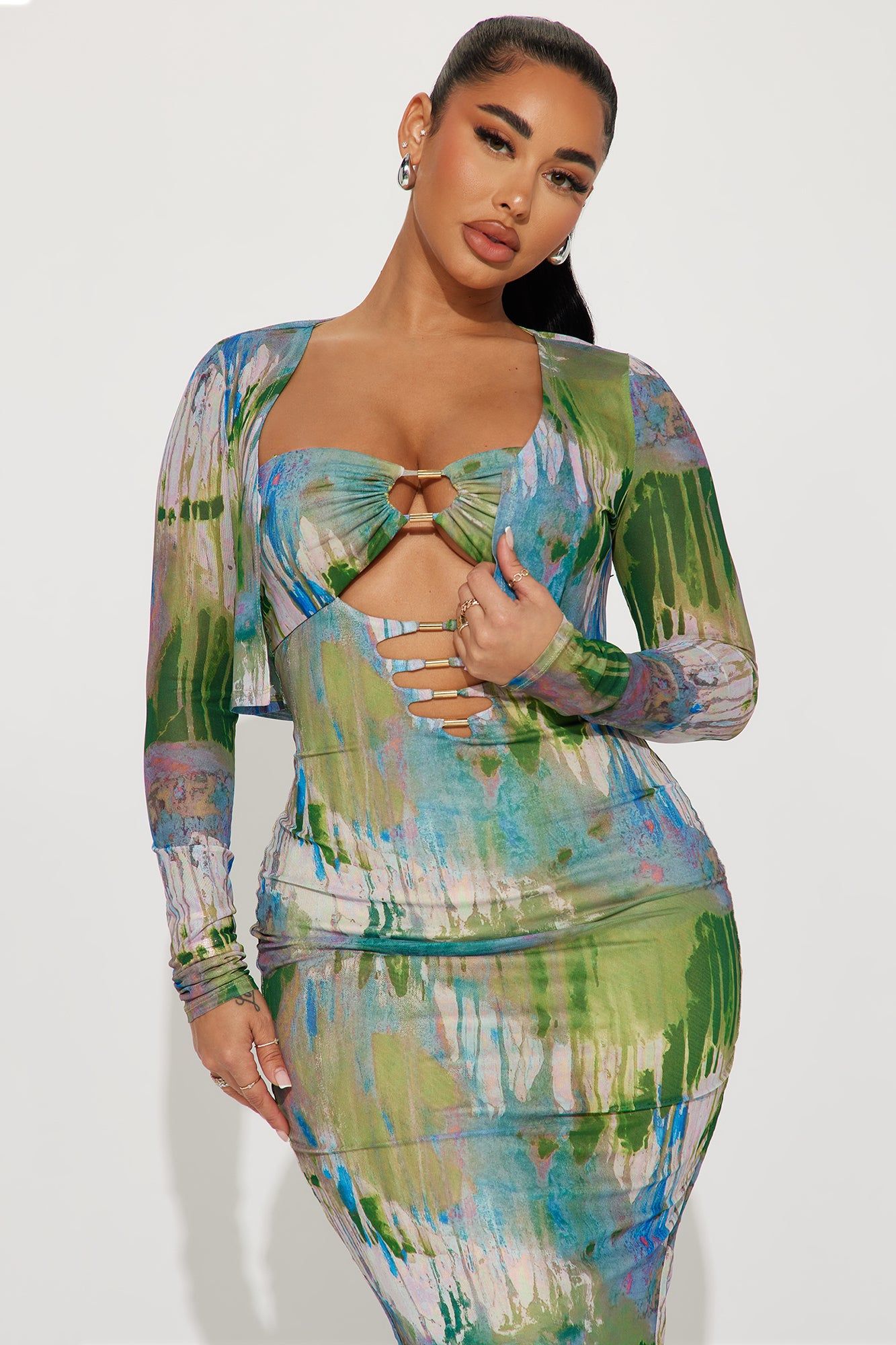 Ariella Mesh Midi Dress Set - Blue/combo sold by Fashion Nova product image thumbnail 2