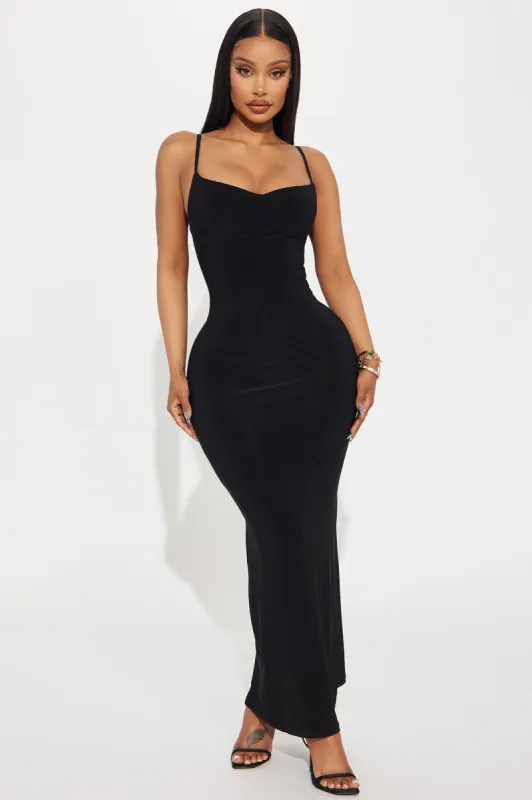 Julia Ruched Maxi Dress - Black sold by Fashion Nova