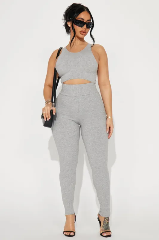 Janet Snatched Leggings - Heather Grey sold by Fashion Nova