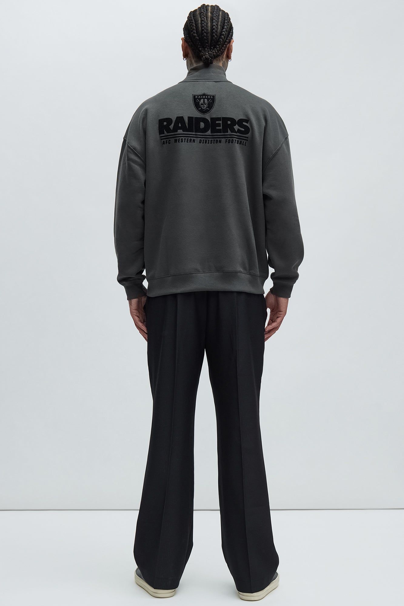 Raiders Essential Quarter Zip Sweatershirt - Grey/combo sold by Fashion Nova product image thumbnail 4