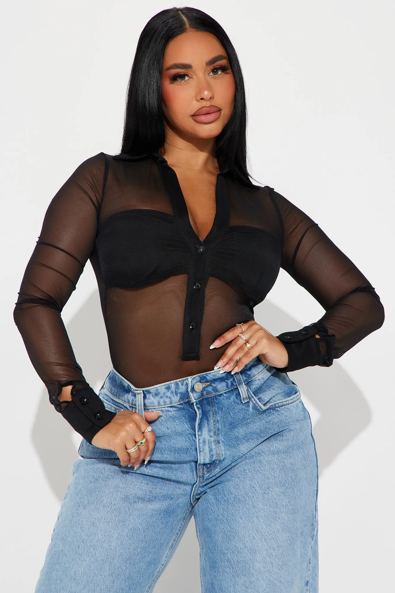 About The Business Mesh Bodysuit - Black sold by Fashion Nova product image thumbnail 3