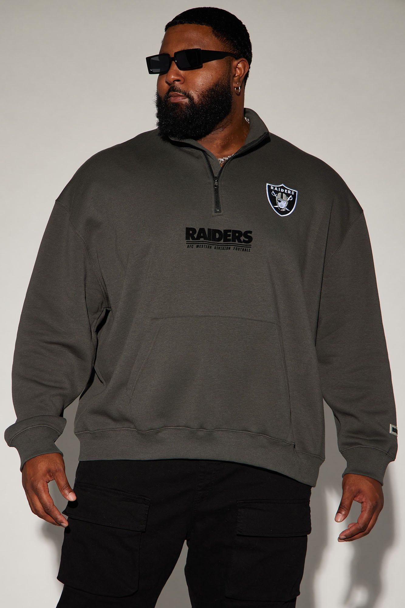 Raiders Essential Quarter Zip Sweatershirt - Grey/combo sold by Fashion Nova product image thumbnail 5