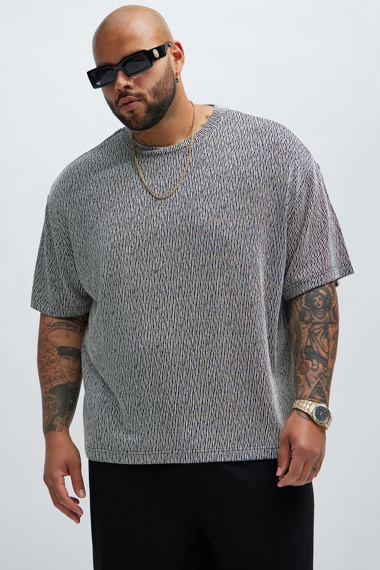 Leon Relaxed Textured Tee - Black/combo sold by Fashion Nova product image thumbnail 5