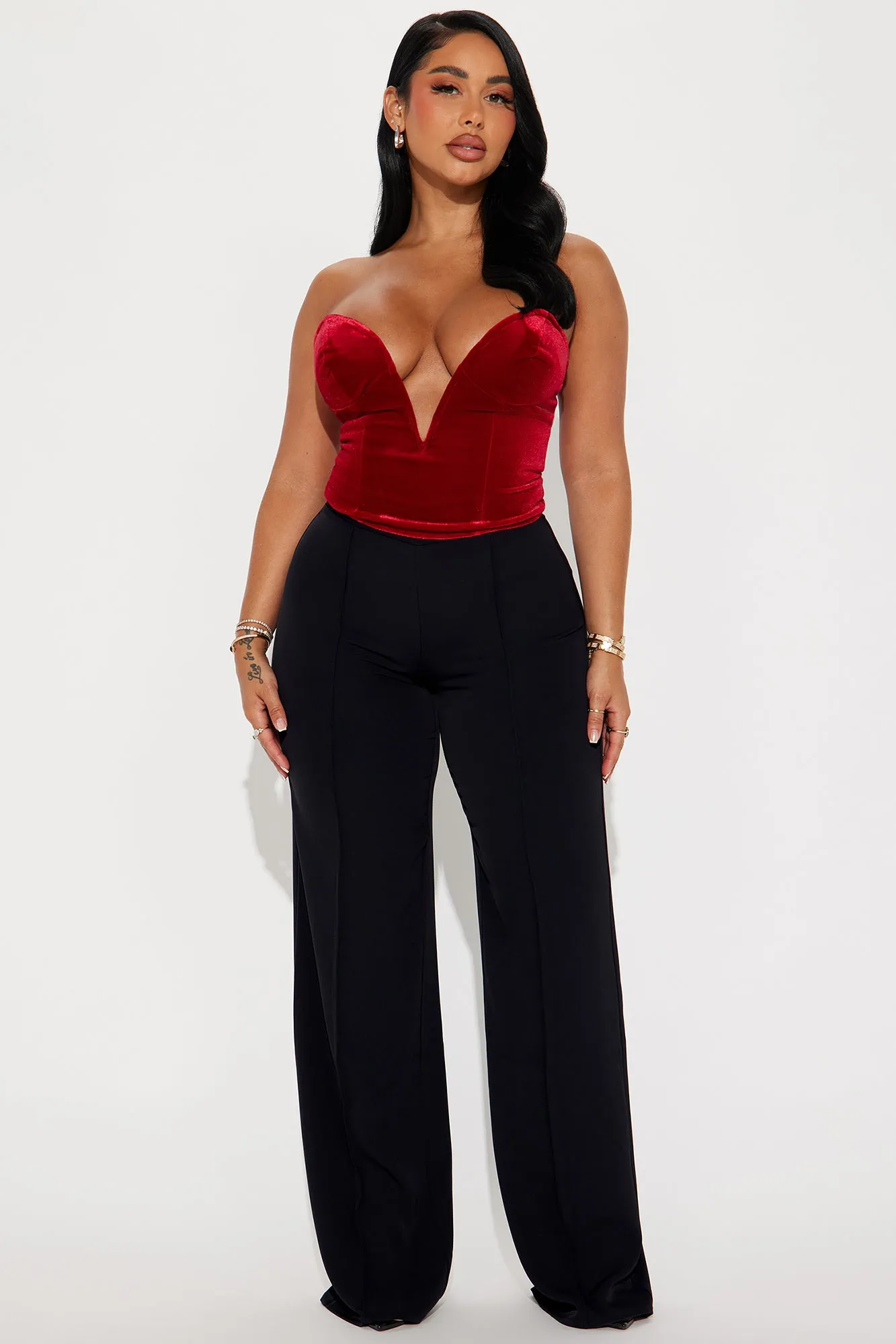 Davina Deep Plunge Velvet Top - DarkRed sold by Fashion Nova product image thumbnail 2