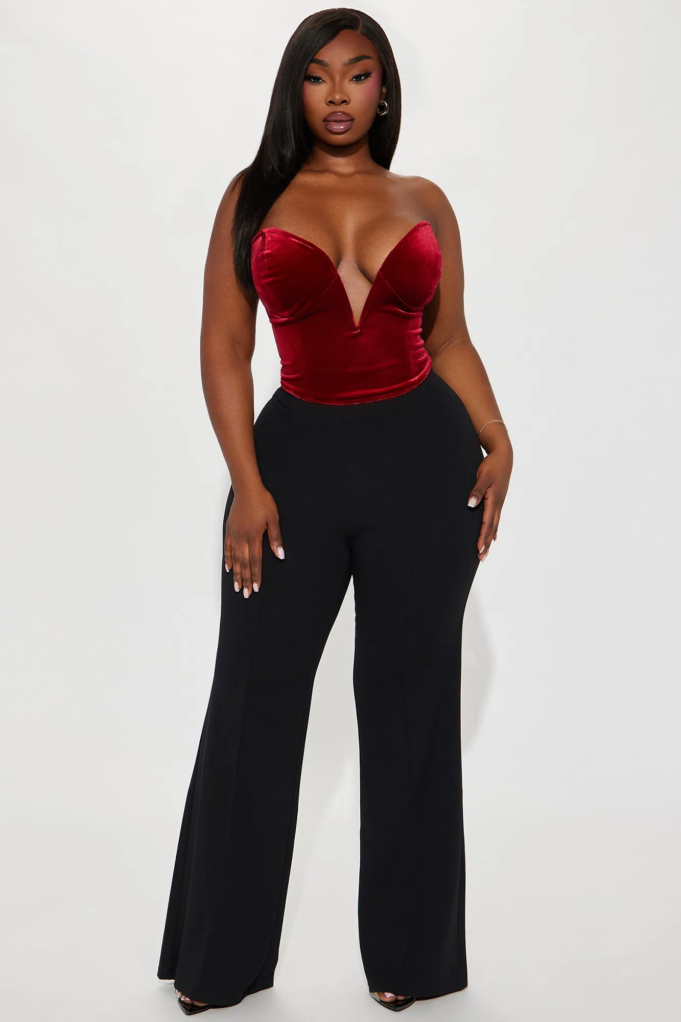 Davina Deep Plunge Velvet Top - DarkRed sold by Fashion Nova product image thumbnail 5