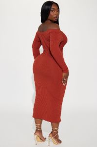 Avery Ribbed Midi Dress - Marsala sold by Fashion Nova