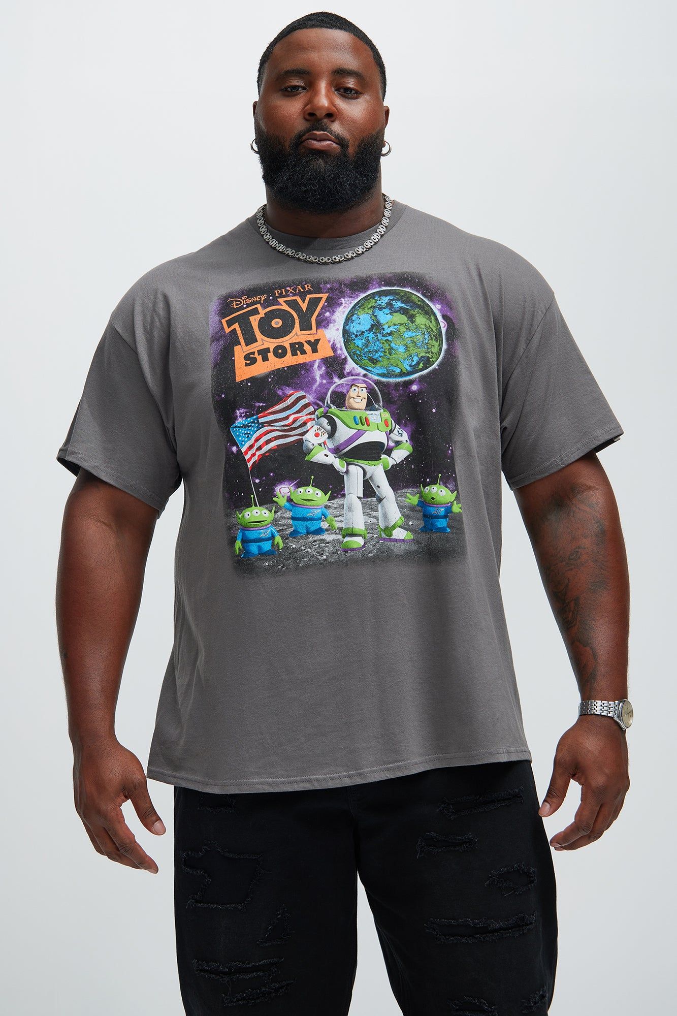 Disney Toy Story Buzz Lightyear Short Sleeve Tee - Charcoal sold by Fashion Nova product image thumbnail 4
