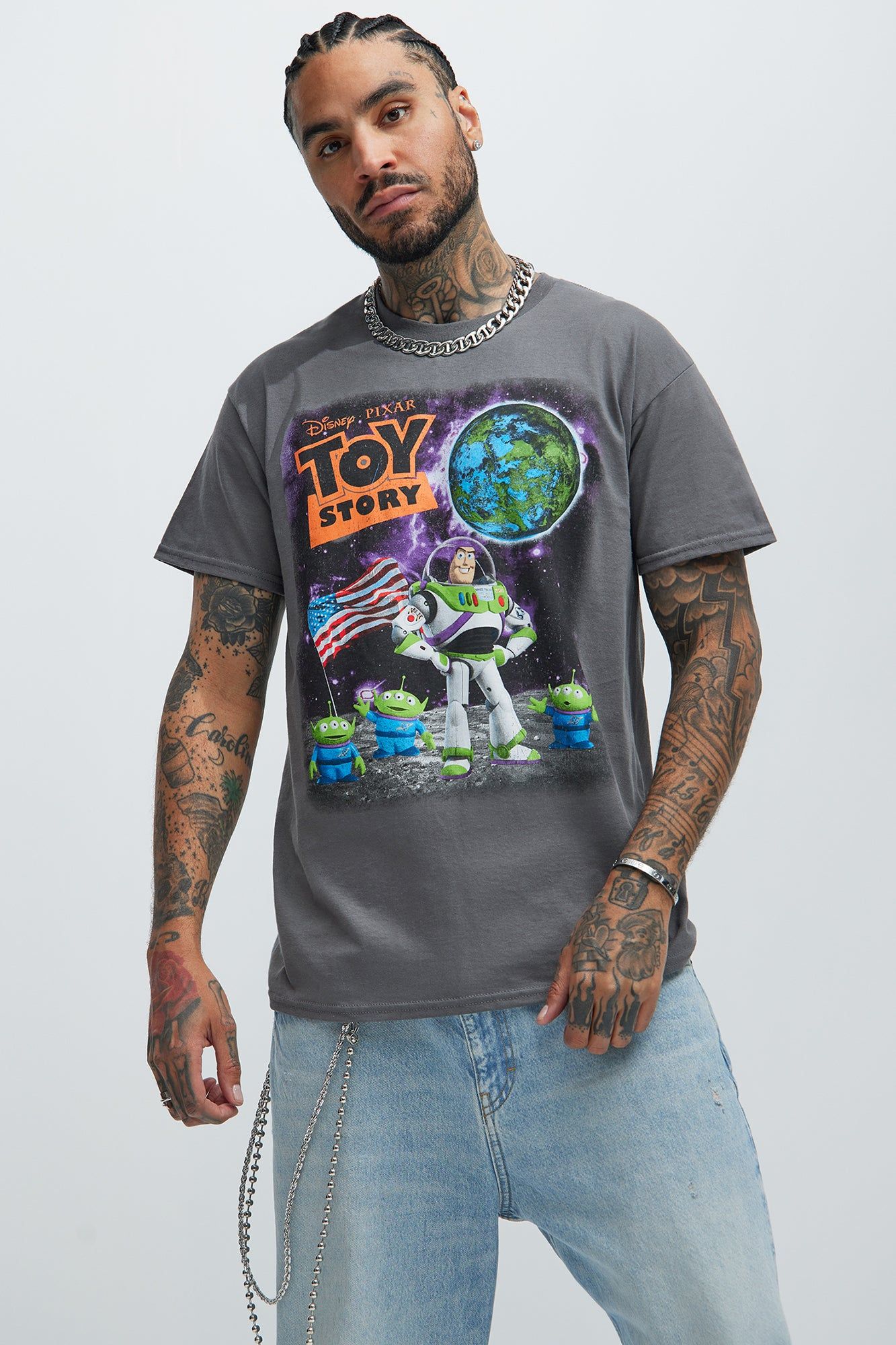 Disney Toy Story Buzz Lightyear Short Sleeve Tee - Charcoal sold by Fashion Nova