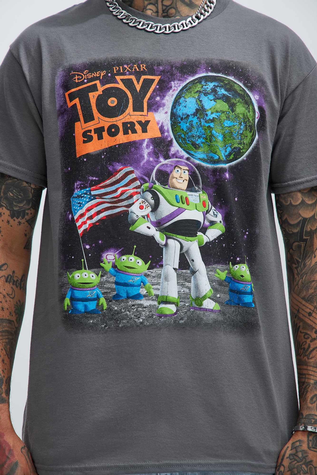 Disney Toy Story Buzz Lightyear Short Sleeve Tee - Charcoal sold by Fashion Nova product image thumbnail 3