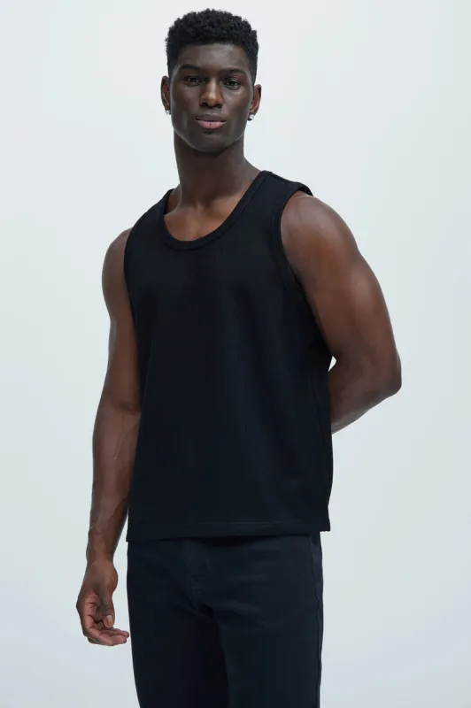 Franklin Stripe Knit Relaxed Tank - Black sold by Fashion Nova