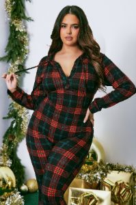 Cozy Feels Fleece PJ Jumpsuit Onesie - Red/Black sold by Fashion Nova