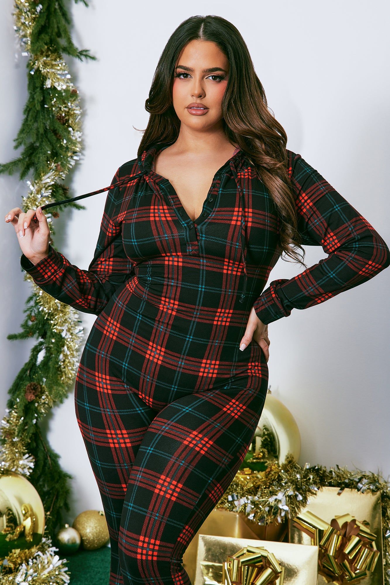 Cozy Feels Fleece PJ Jumpsuit Onesie - Red/Black sold by Fashion Nova product image thumbnail 5