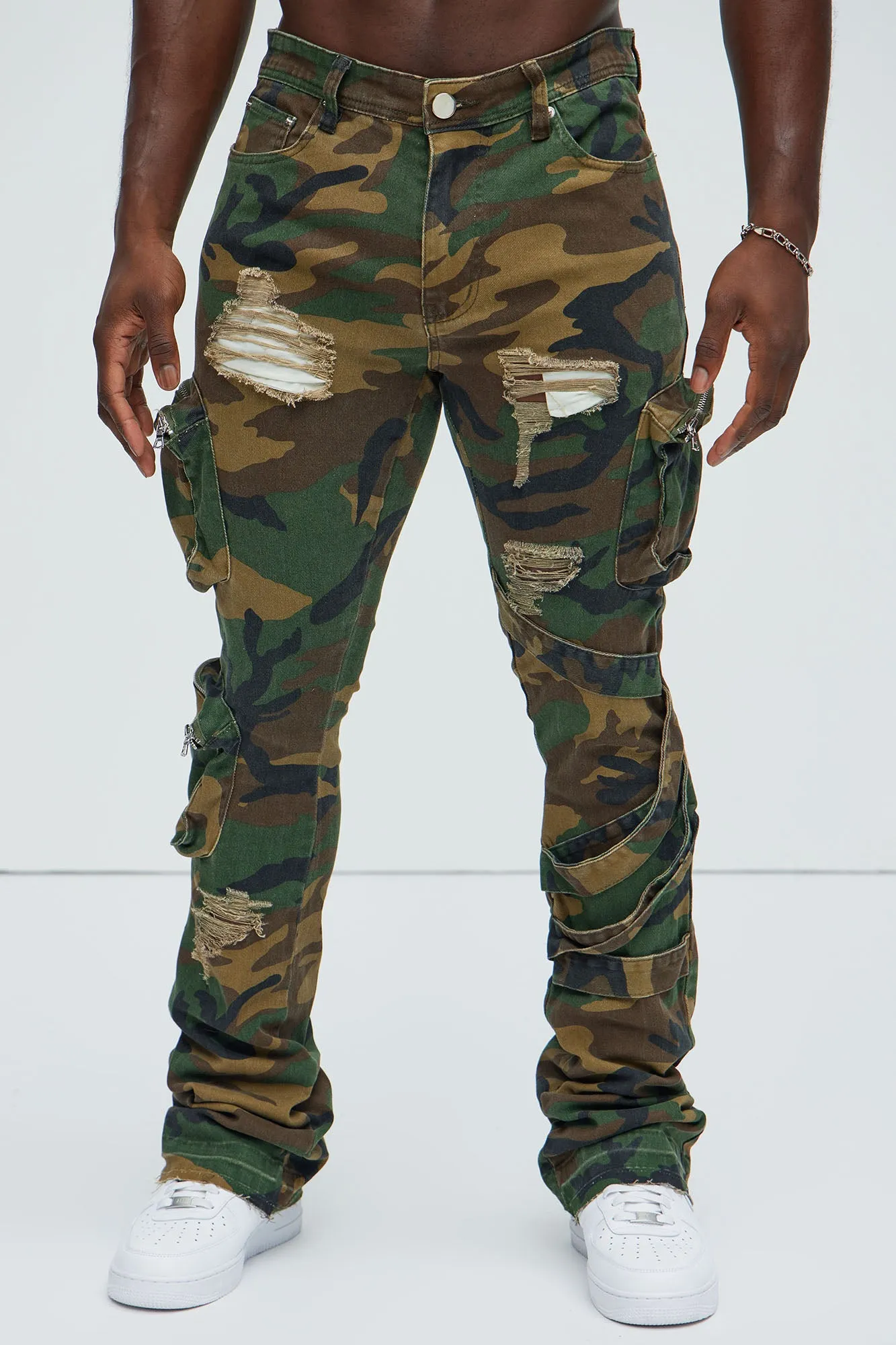 Find Out Cargo Flare Pants - Camouflage sold by Fashion Nova product image thumbnail 3