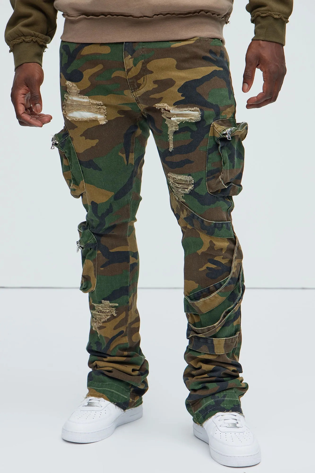 Find Out Cargo Flare Pants - Camouflage sold by Fashion Nova