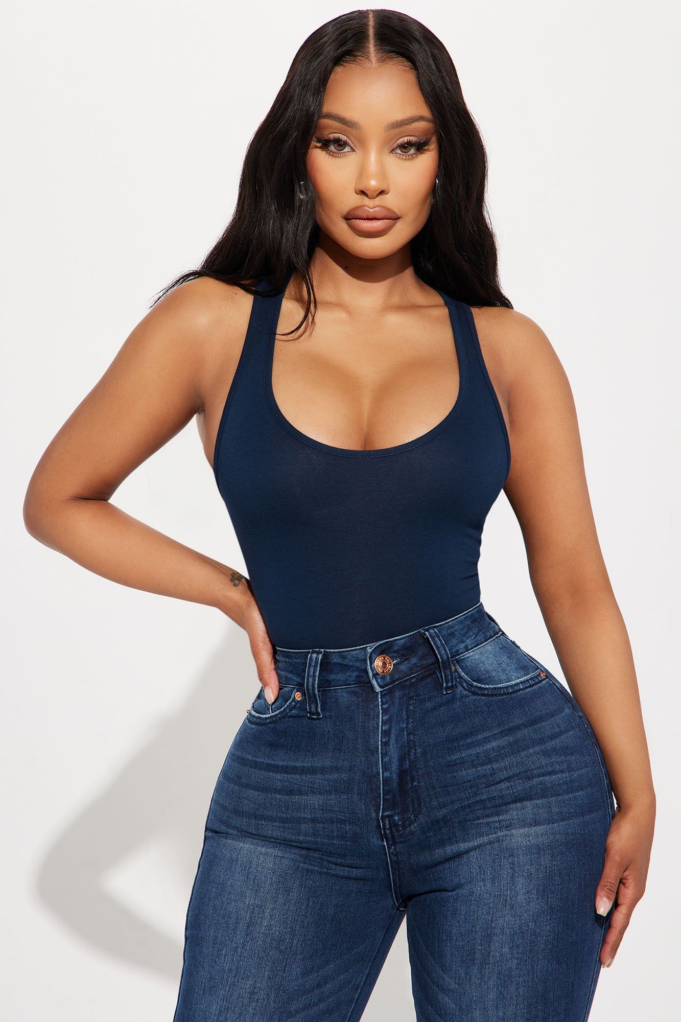 Kourt Racerback Bodysuit - Navy sold by Fashion Nova product image thumbnail 3