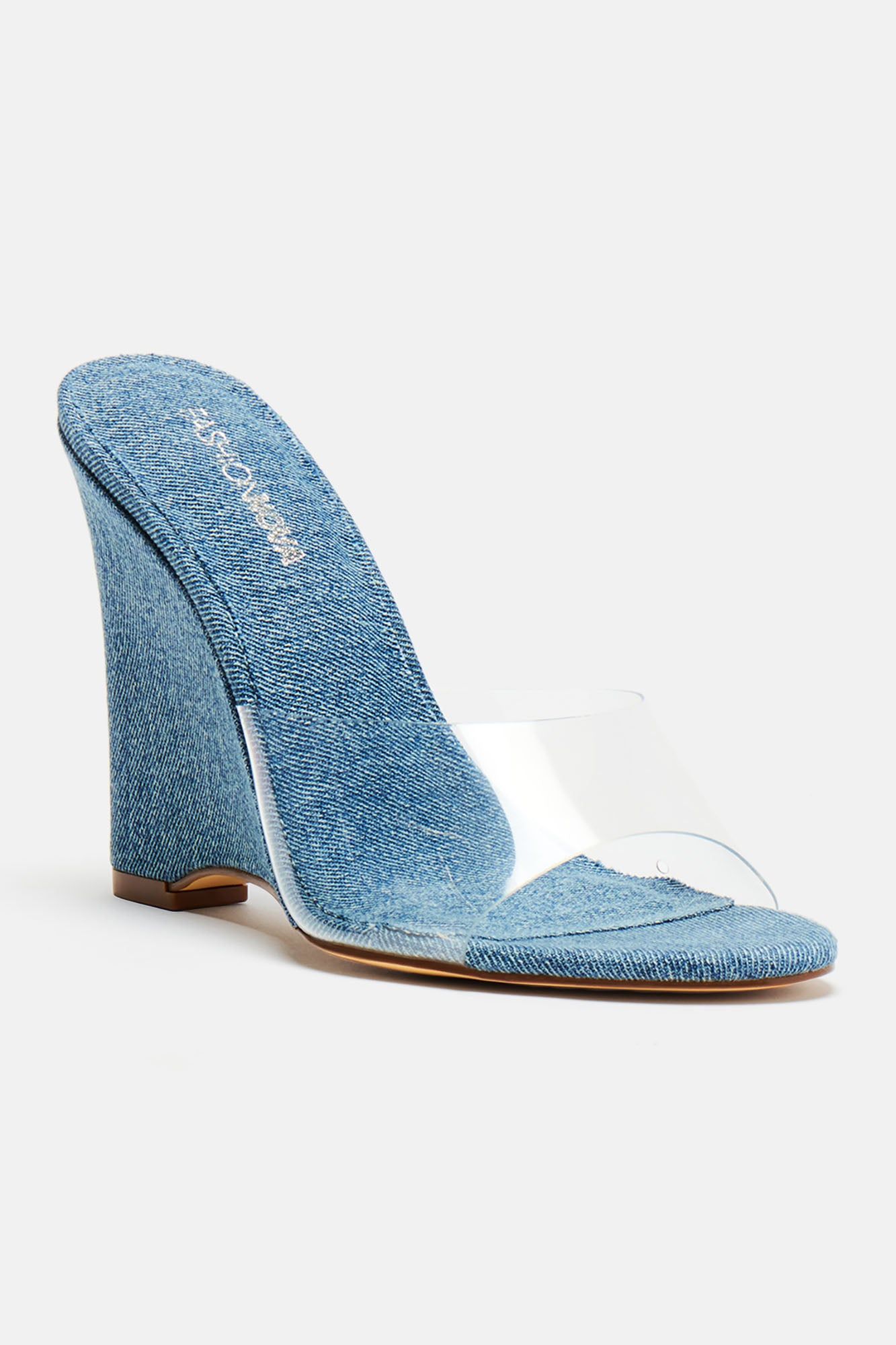 Great Findings Wedges - Denim sold by Fashion Nova