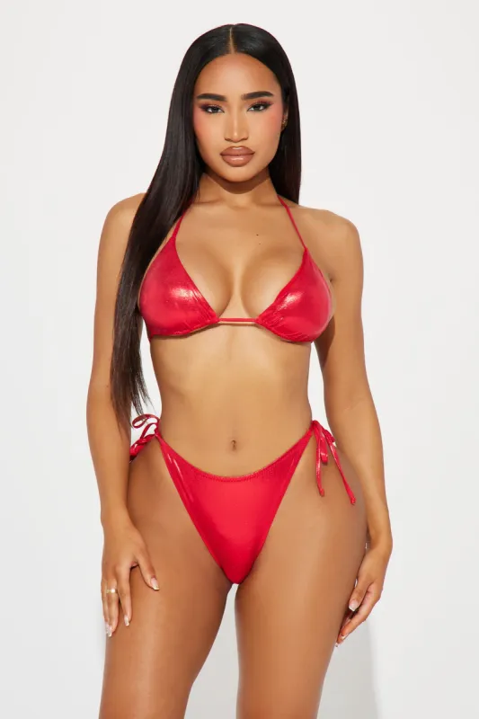 Drive Me Wild Metallic 2 Piece Bikini - Red sold by Fashion Nova