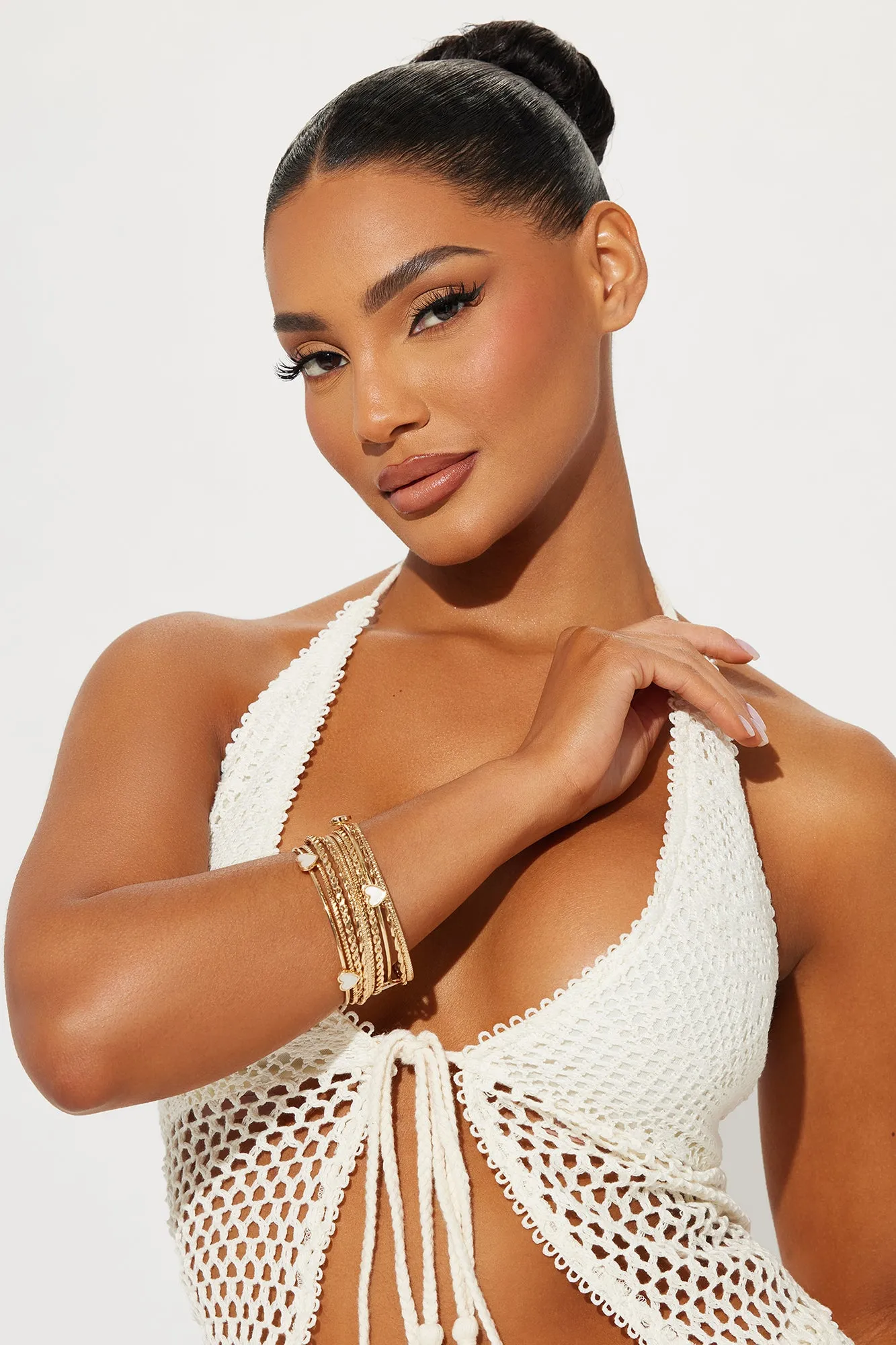 This Little Love Of Mine 10 Piece Bangle Bracelet Set - Gold sold by Fashion Nova product image thumbnail 2