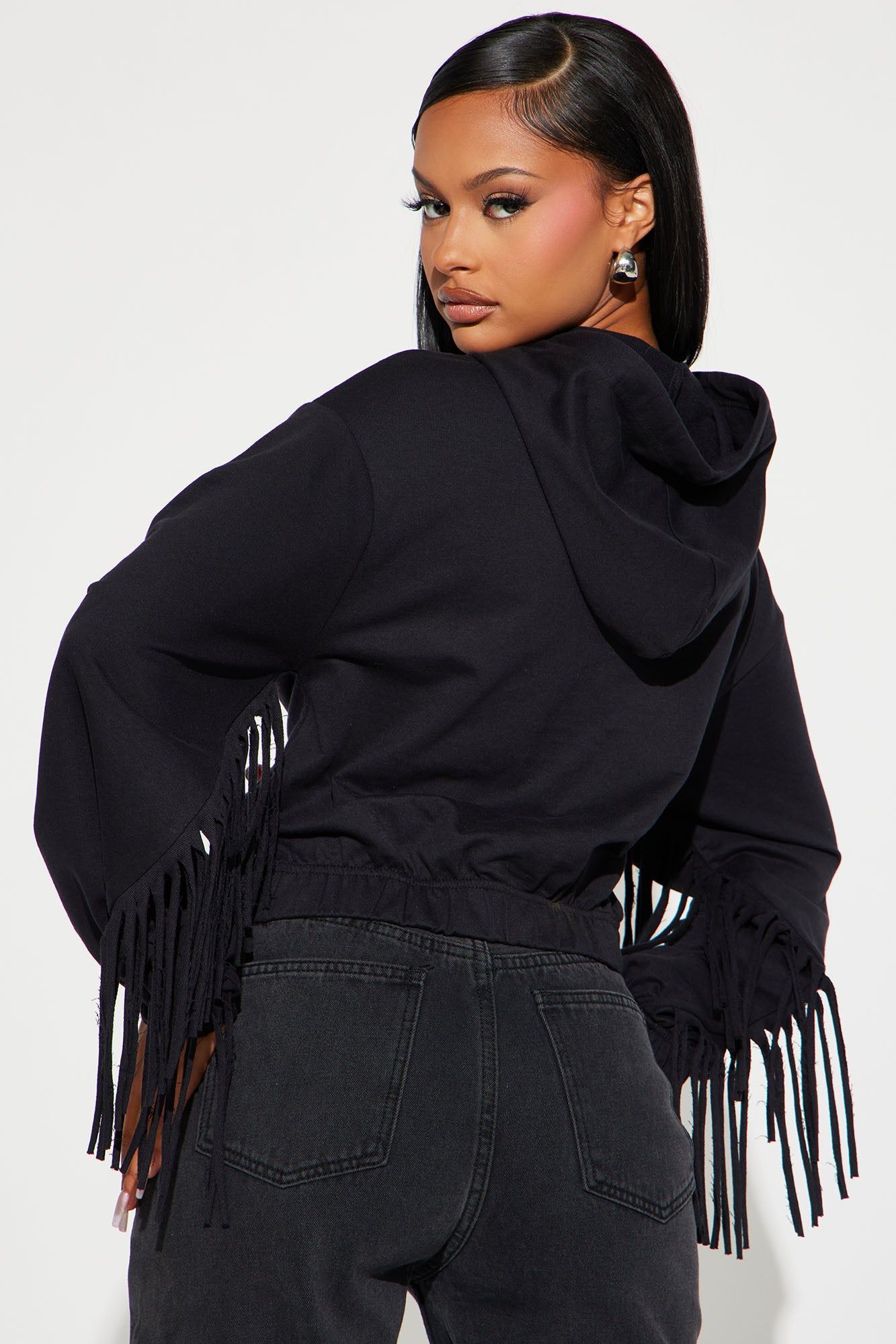 Addison Fringe French Terry Lounge Hoodie - Black sold by Fashion Nova product image thumbnail 3