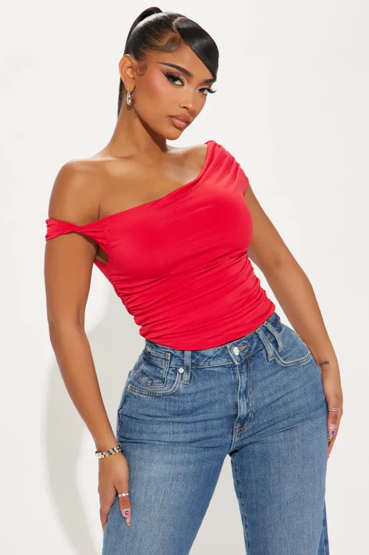 Blind Date One Shoulder Top - Red made by Fashion Nova