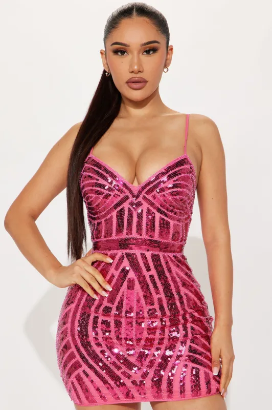Lissa Sequin Mini Dress - Fuchsia sold by Fashion Nova