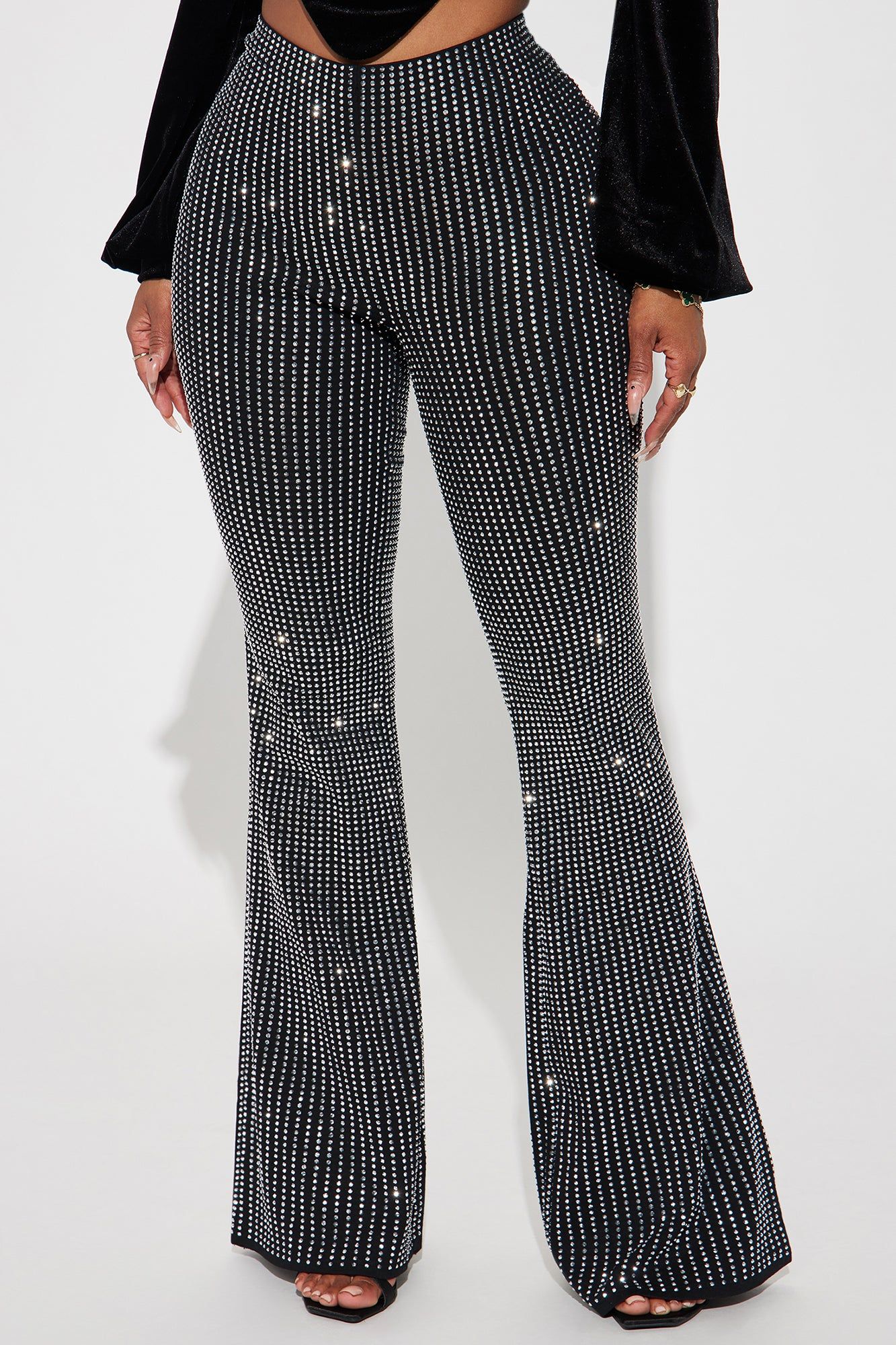 A Moment Rhinestone Flare Pant - Black sold by Fashion Nova product image thumbnail 2