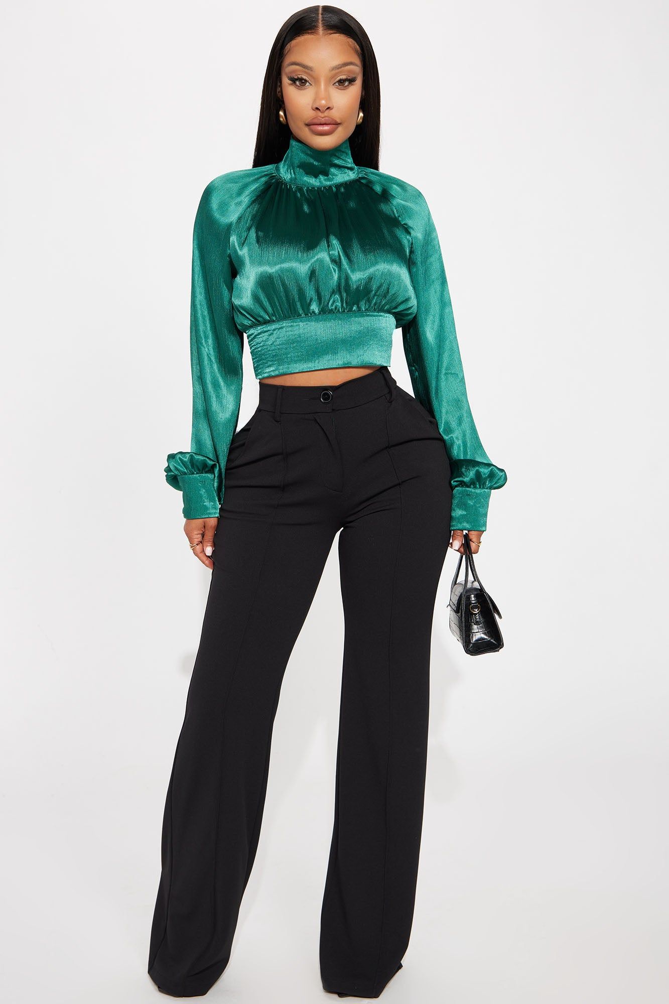 Tis The Season Satin Blouse Top - Hunter sold by Fashion Nova product image thumbnail 2