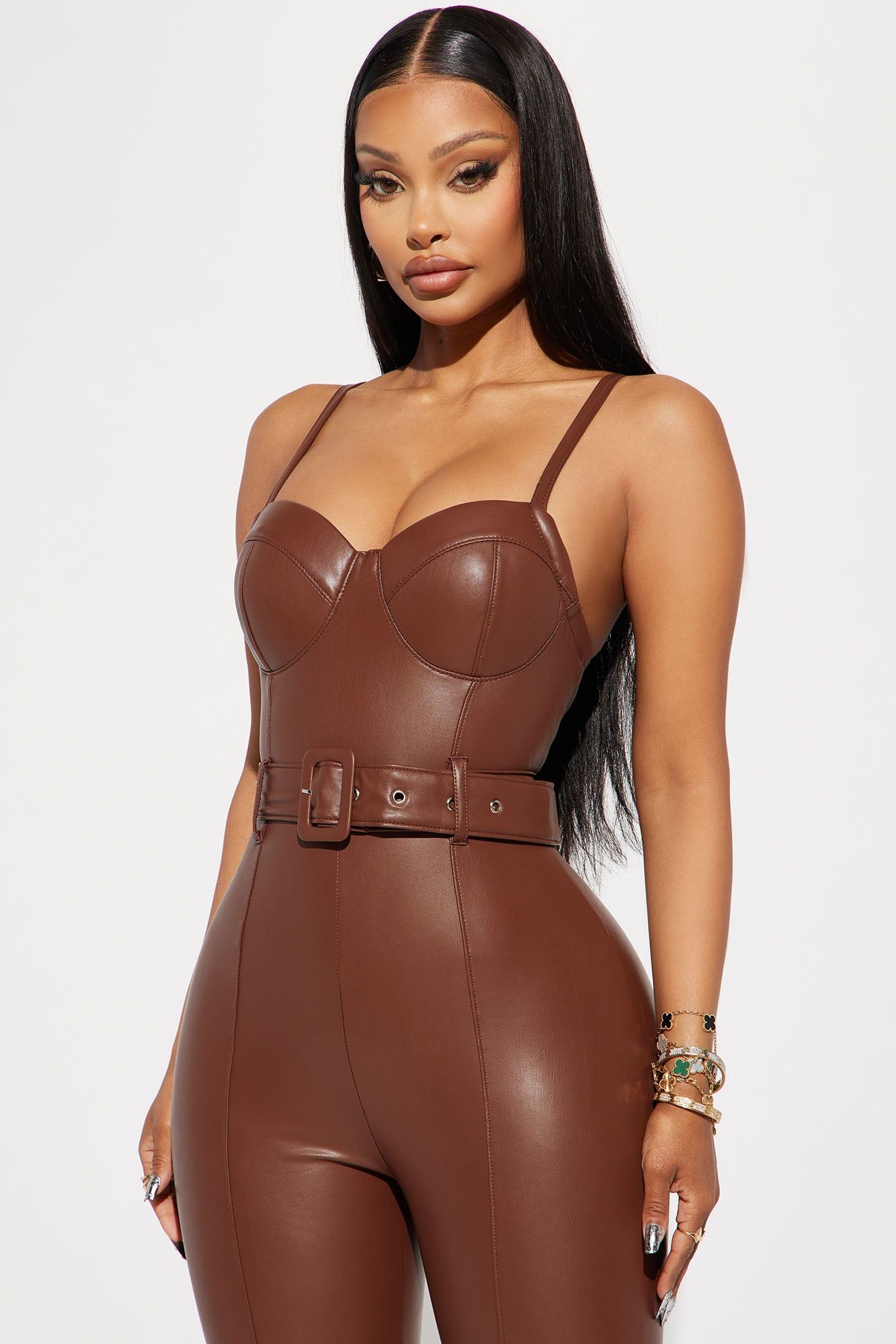Your Girl Faux Leather Jumpsuit - Dark Brown sold by Fashion Nova product image thumbnail 2