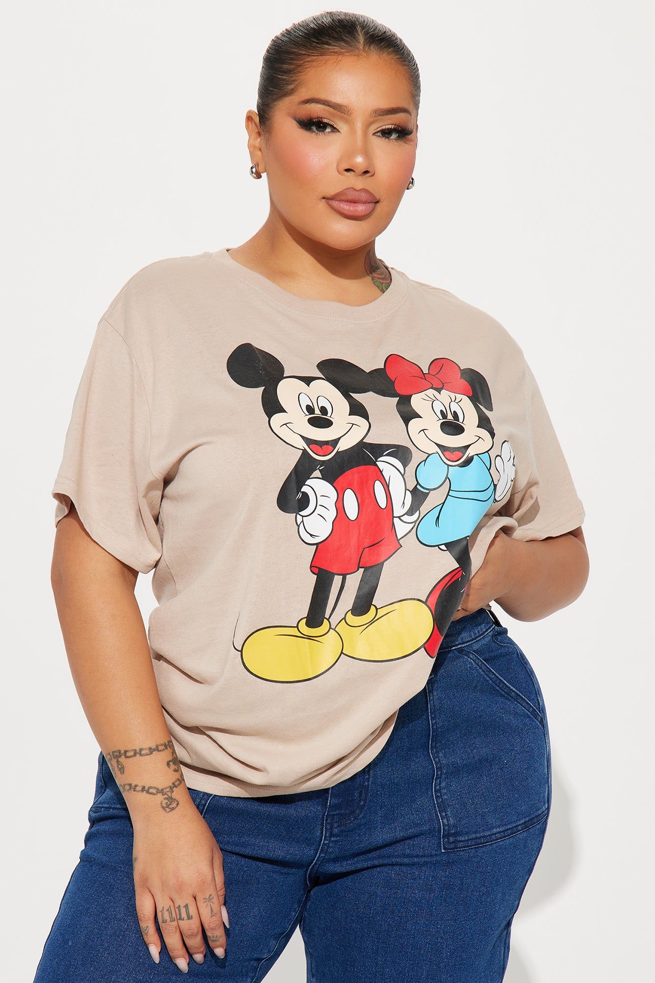 Mickey And Minnie Mouse Graphic Tee - Taupe sold by Fashion Nova product image thumbnail 4