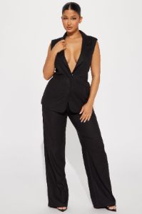 Only Necessary Vest Pant Set - Black sold by Fashion Nova