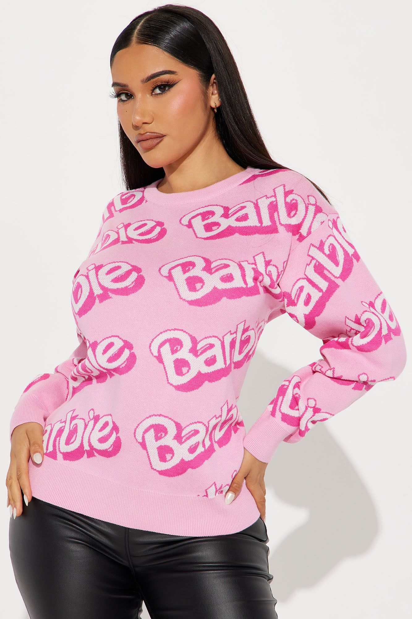 Barbie World Crew Neck Sweater - Pink sold by Fashion Nova