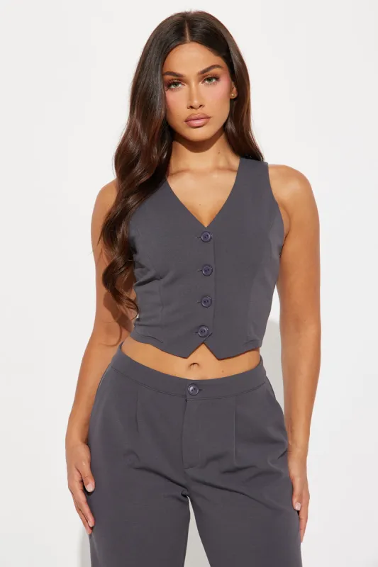 Power Hour Vest Top - Charcoal sold by Fashion Nova