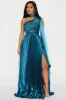 Unforgettable Night Satin Gown - Teal sold by Fashion Nova