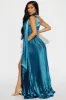 Unforgettable Night Satin Gown - Teal sold by Fashion Nova