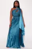 Unforgettable Night Satin Gown - Teal sold by Fashion Nova