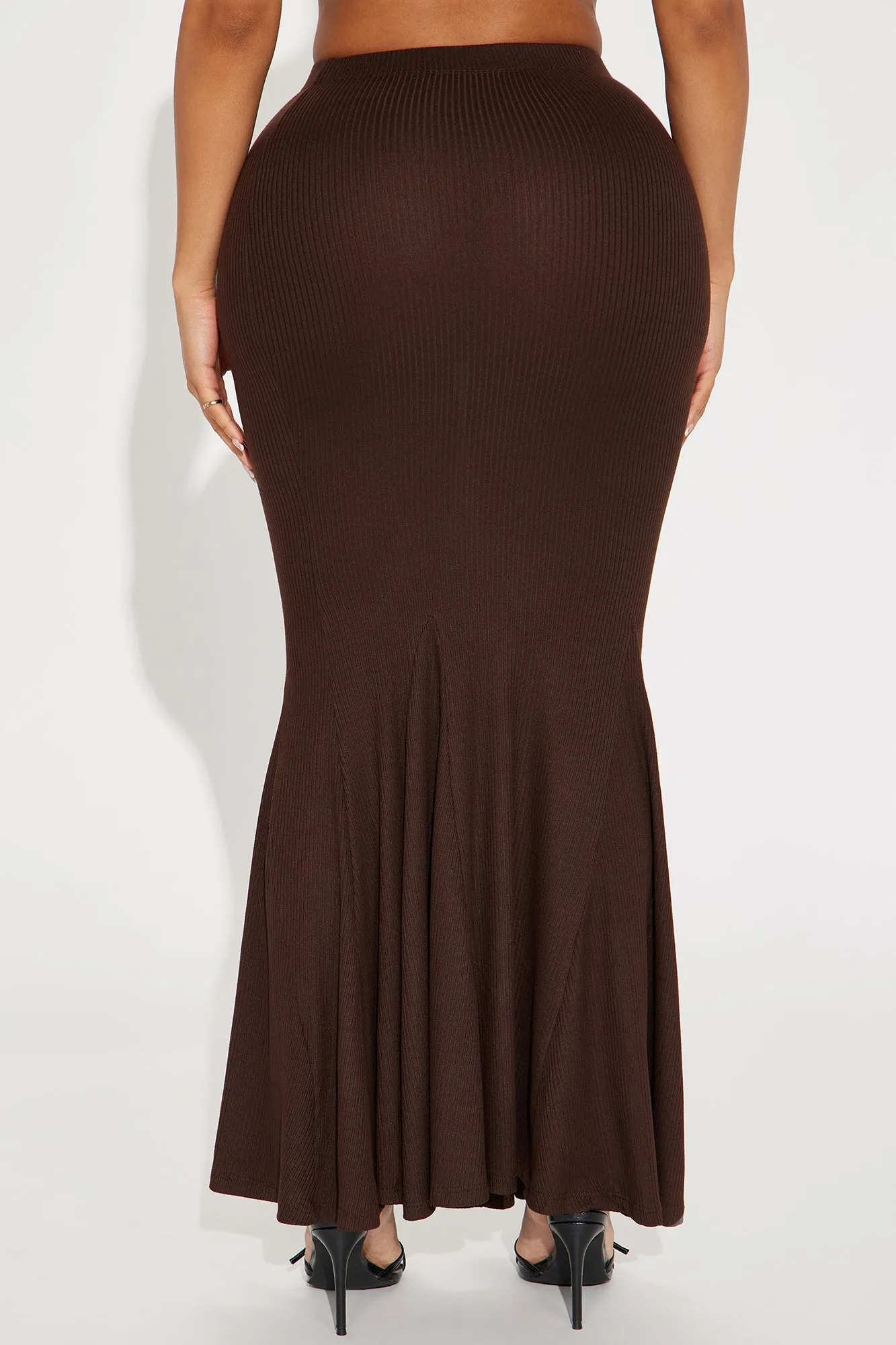 Darcy Flare Ribbed Maxi Skirt - Chocolate sold by Fashion Nova product image thumbnail 3