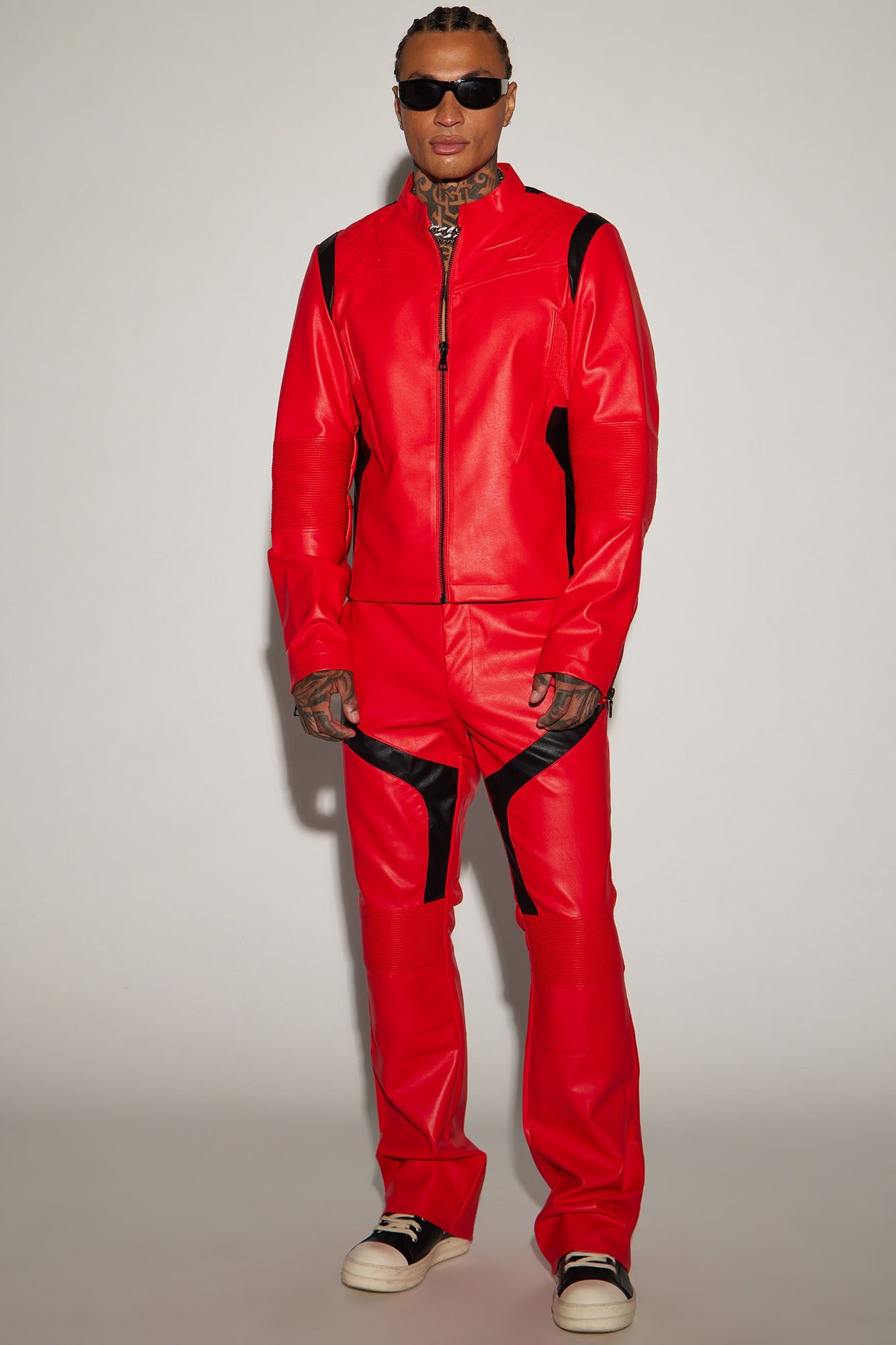 Dakota Faux Leather Moto Pants - Red/combo sold by Fashion Nova product image thumbnail 2