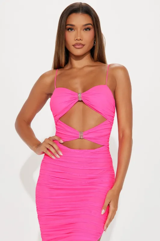 Showstopper Mesh Midi Dress - Hot Pink sold by Fashion Nova