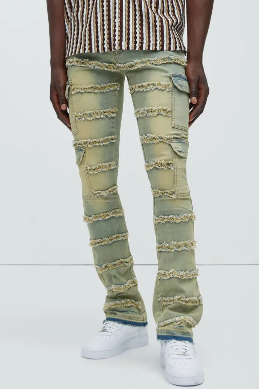 Frayed Panel Me Right Slim Flare Jeans - Vintage Blue Wash sold by Fashion Nova
