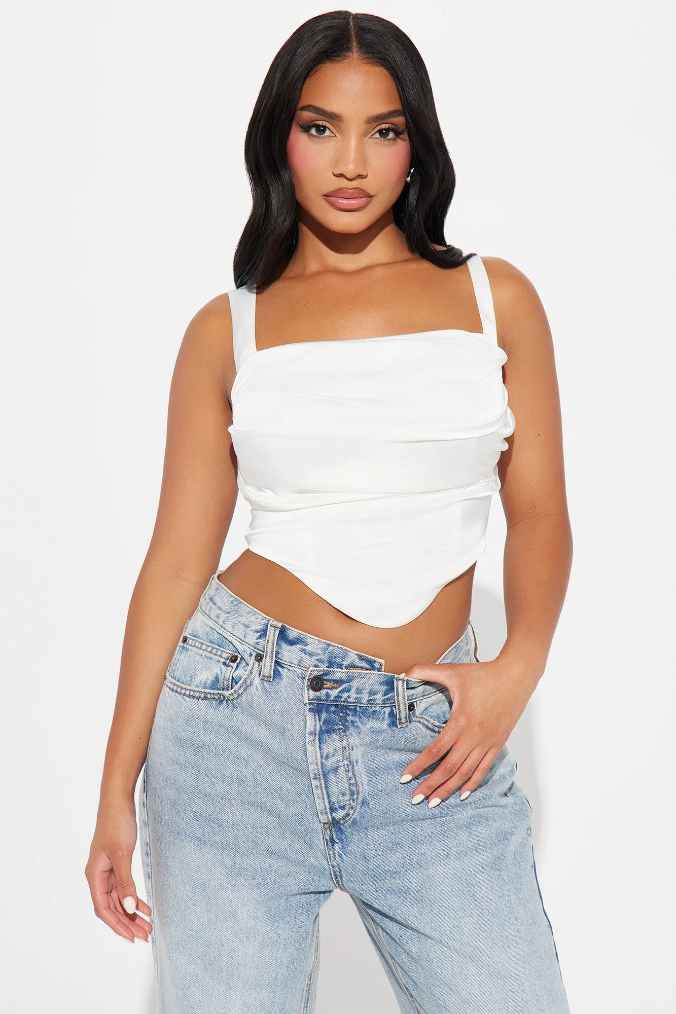 All I Need Satin Corset Top - Ivory sold by Fashion Nova