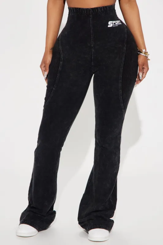 Game Changer Sporty Washed Flared Pant - Black Wash sold by Fashion Nova